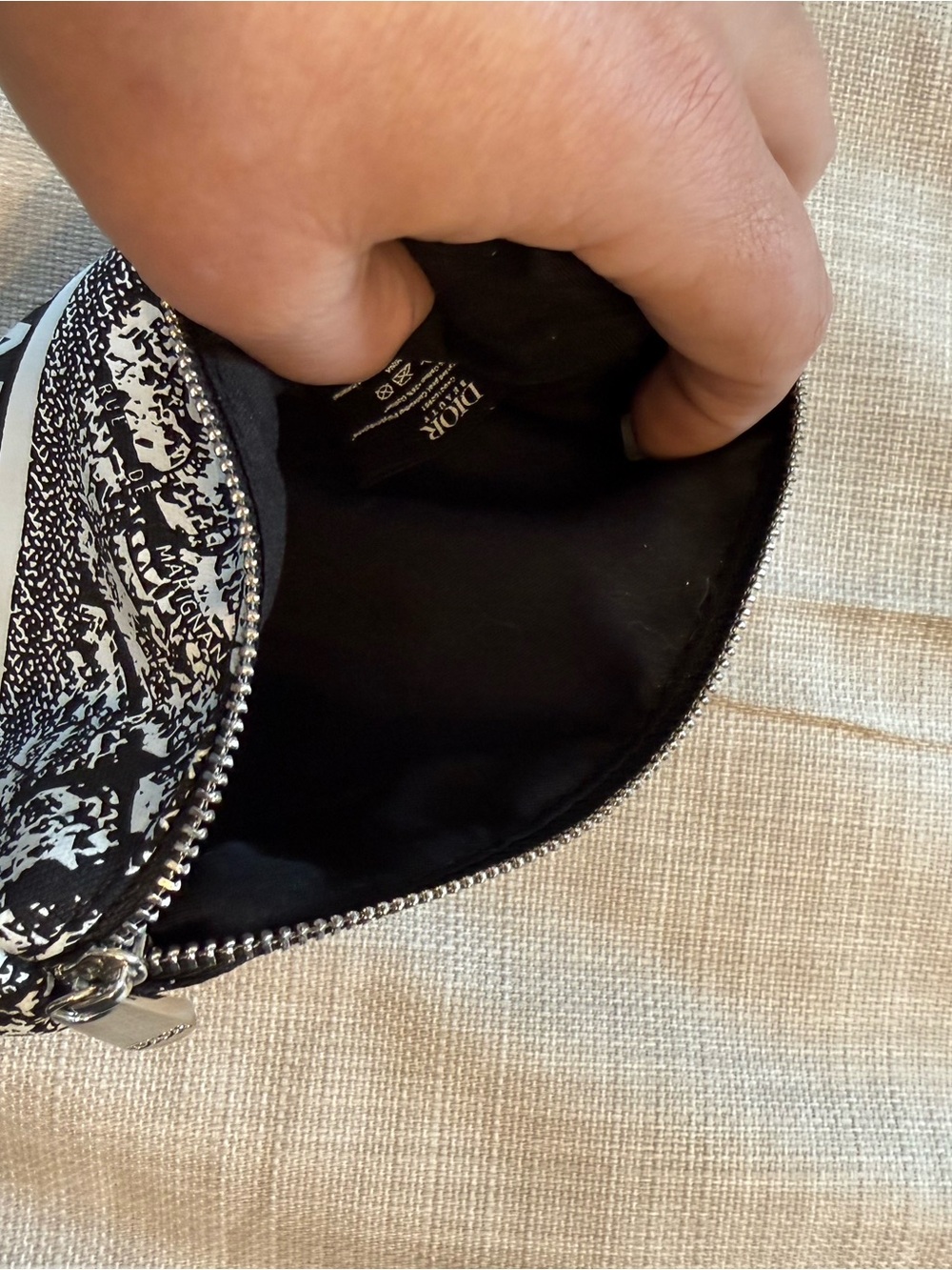 Dior Black and White Toiletry Pouch with Signature Stripe - Picture 3 of 4